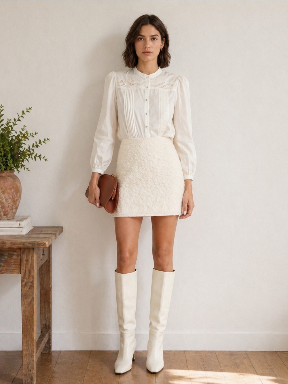 JOIE Vesta Pintucked Cottonvoile Blouse long sleeve minimalist preppy Feminine